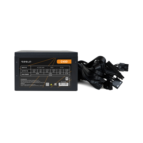 Блок питания ATX TESLA C450, 450W, Bulk, 1x4+4pin, 1x6+2PIN, 4xSATA, 2xMOLEX (TS-C450)