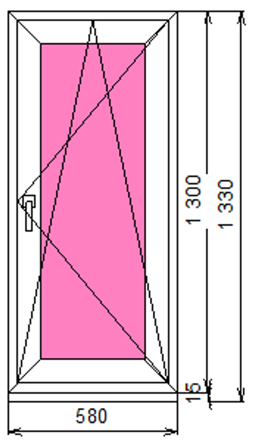 Пластиковое окно 1300 х 580 ТермА Эко