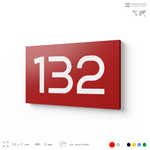 Номер на дверь 132, табличка на дверь для офиса, квартиры, кабинета, аудитории, склада, красная 120х70 мм, Айдентика Технолоджи