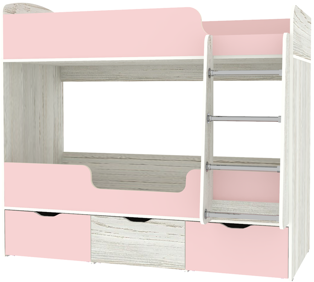 Кровать двухъярусная КарИВи Малыш Двойняшка Винтерберг Розовый