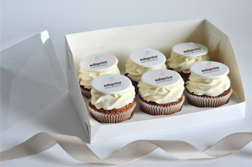 Капкейки с логотипом, печать на мастике, упаковка на 6 шт