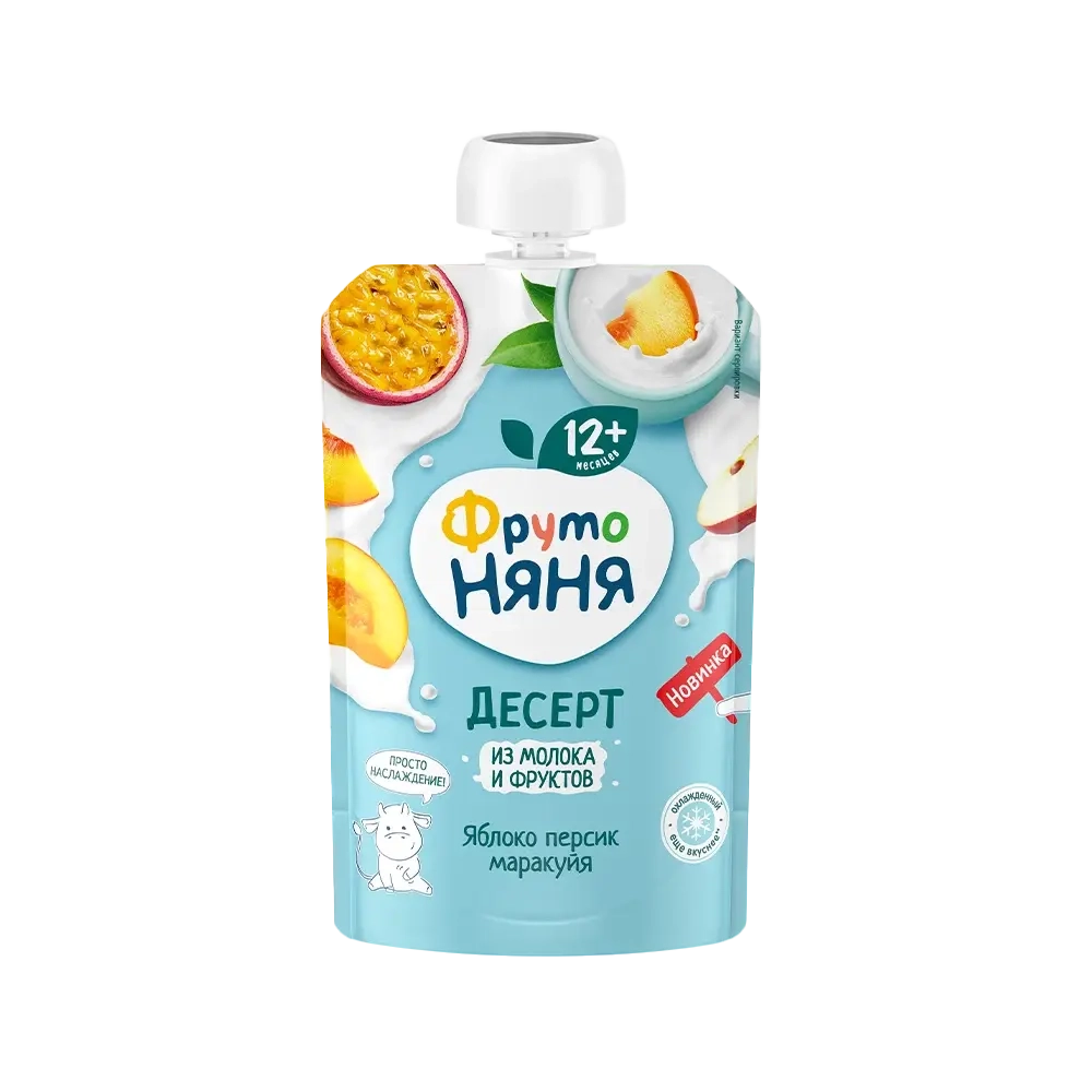 Десерт Фруто Няня с молоком Яблоко, персик, маракуйя 90гр