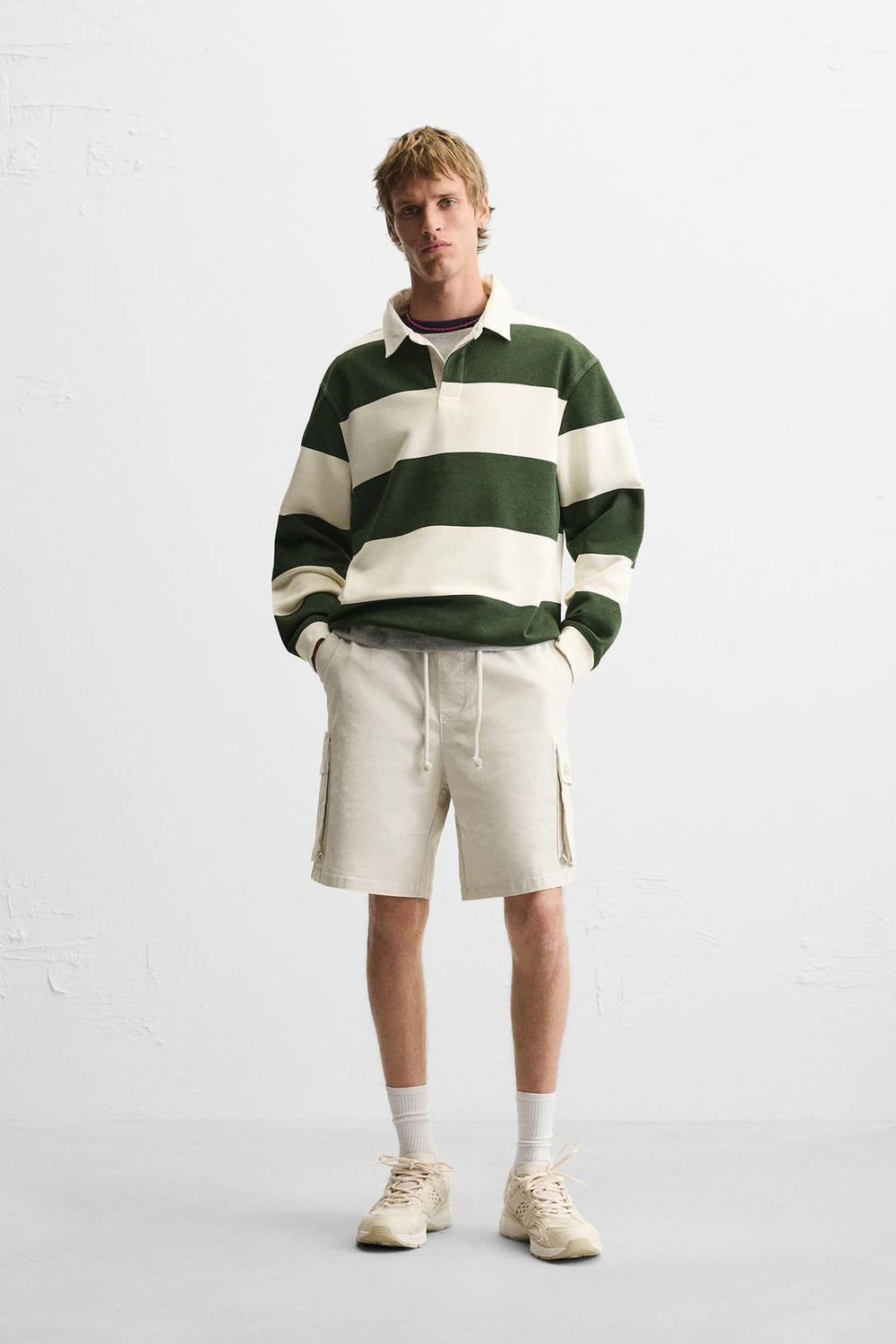 ZARA ШОРТЫ КАРГО, КАМЕННО-СЕРЫЙ