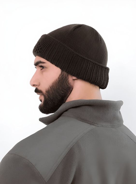 Тактическая вязаная балаклава шапка зимняя Олива