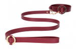 Бордовый ошейник с поводком Collar With Leash