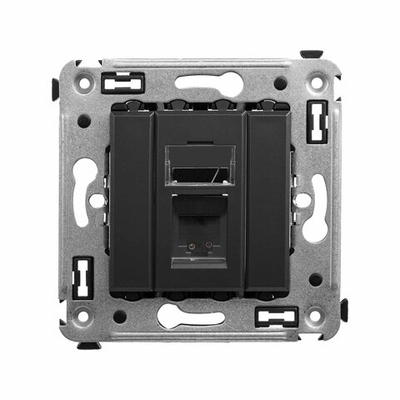 Телефонная розетка RJ-12 в стену одинарная, "Avanti", "Черный матовый"