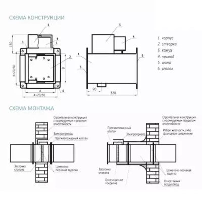 Противопожарный клапан ФКС-1М (EI60)-НЗ-400