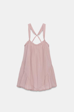 ZARA МИНИ-ПЛАТЬЕ НА БРЕТЕЛЯХ ИЗ ШИФОНА, СИРЕНЕВЫЙ