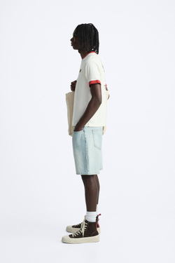 ZARA БАЗОВЫЕ ДЖИНСОВЫЕ ШОРТЫ, ГОЛУБОЙ