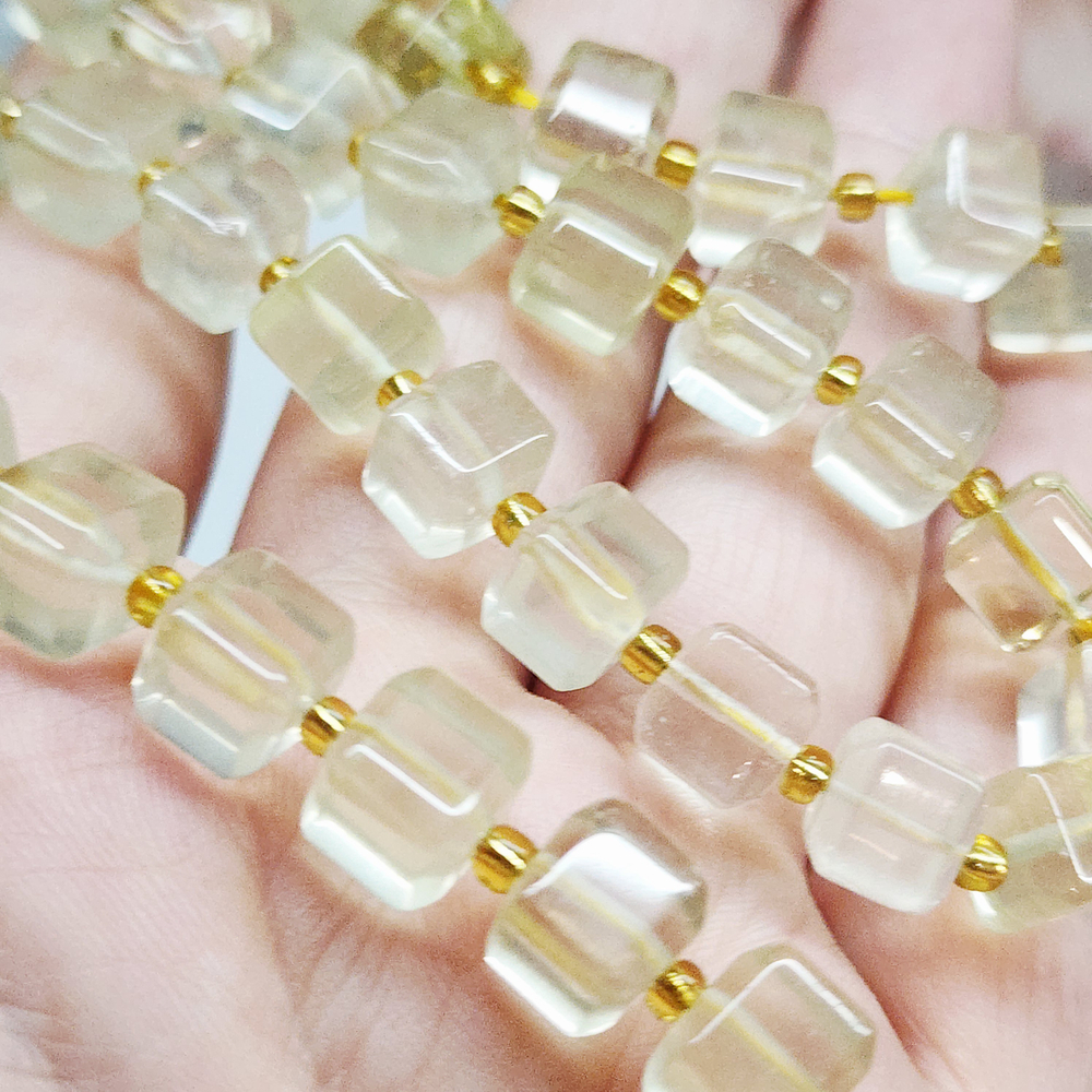 Кварц лимонный, бусина кубик 8мм, штучно