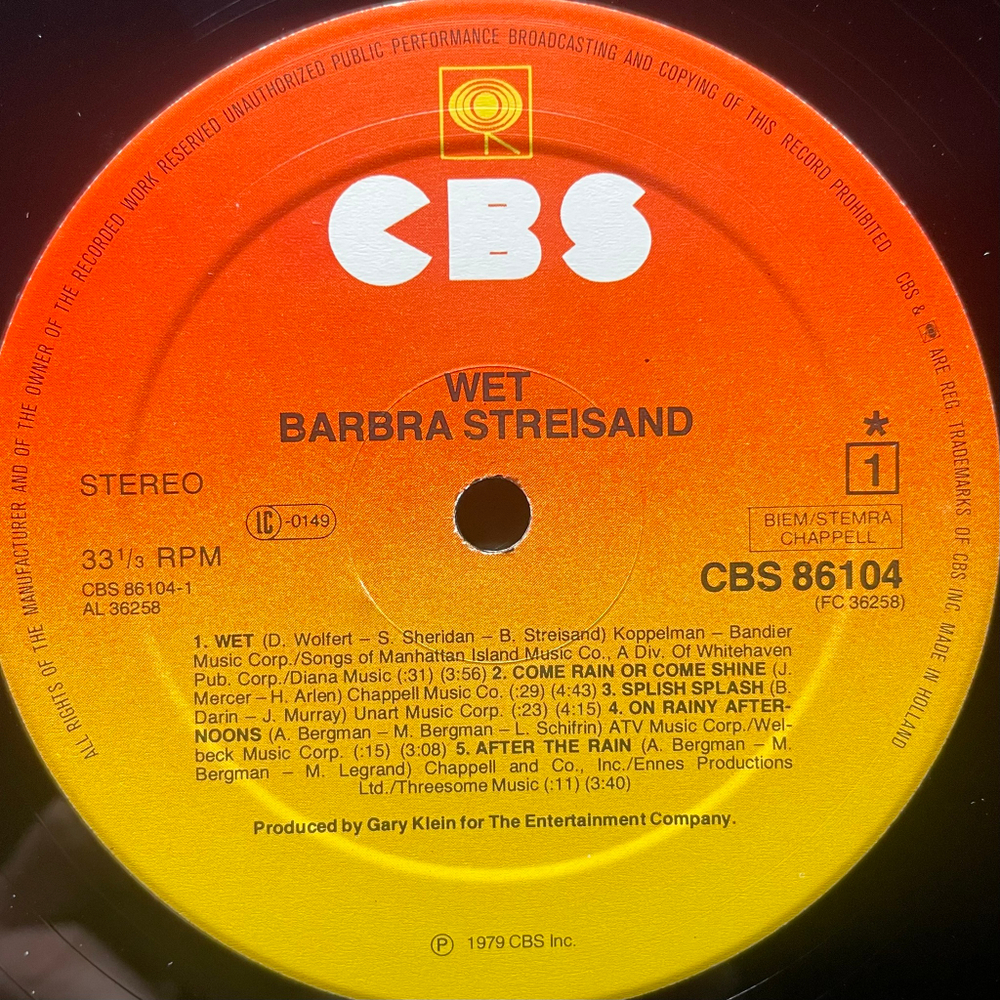 Barbra Streisand ‎– Wet (Голландия 1979г.)