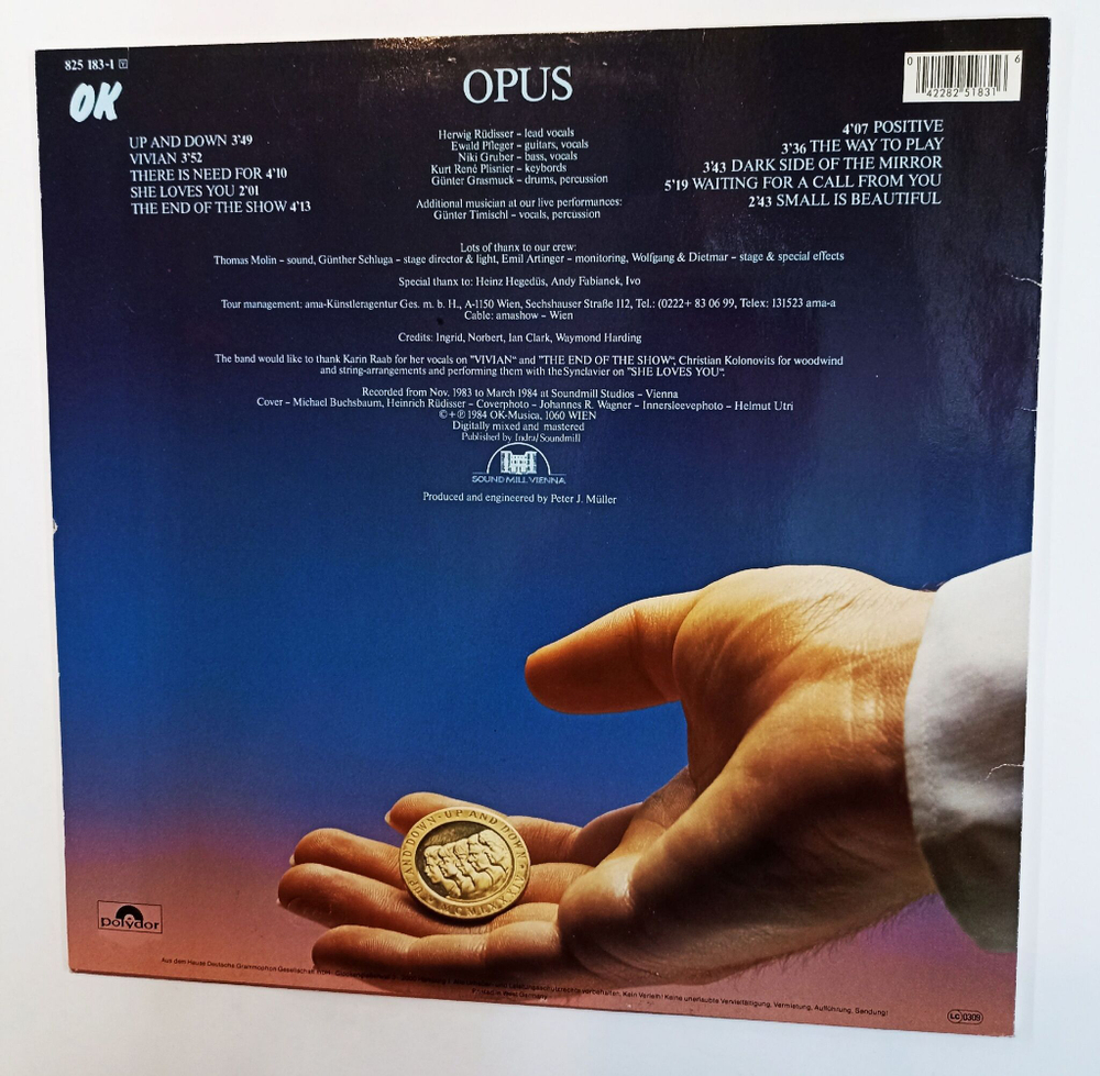 Винтажная виниловая пластинка LP Opus Up And Down (Germany 1984)
