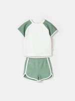 Комплект футболка и шорты "Полынь" из рифленой ткани 0+