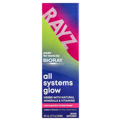 Bioray, Raz®, All Systems Glow, для подростков, малиновый вкус, 59 мл (2 жидк. унции)
