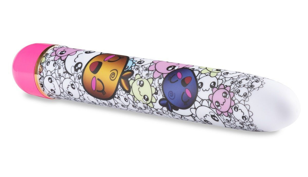 Яркий вибромассажёр с принтом Play Yummy - 17,8 см. (Цвет: разноцветный)