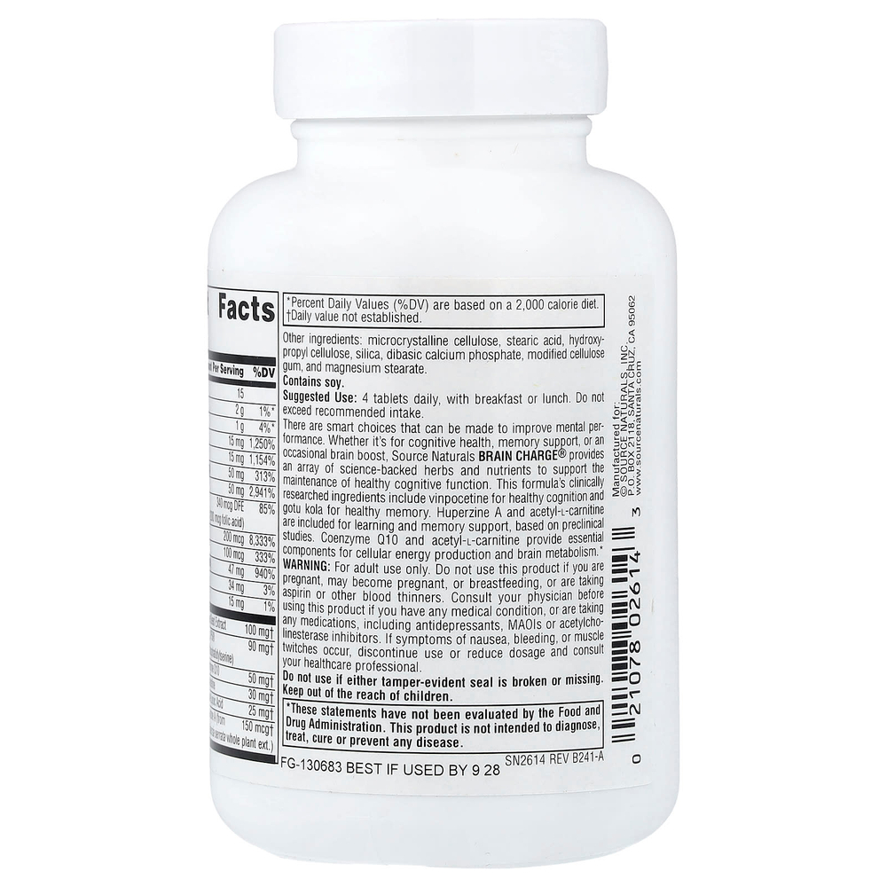 Source Naturals, Brain Charge®, 60 таблеток