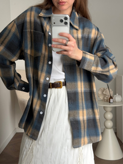 Рубашка в клетку синий