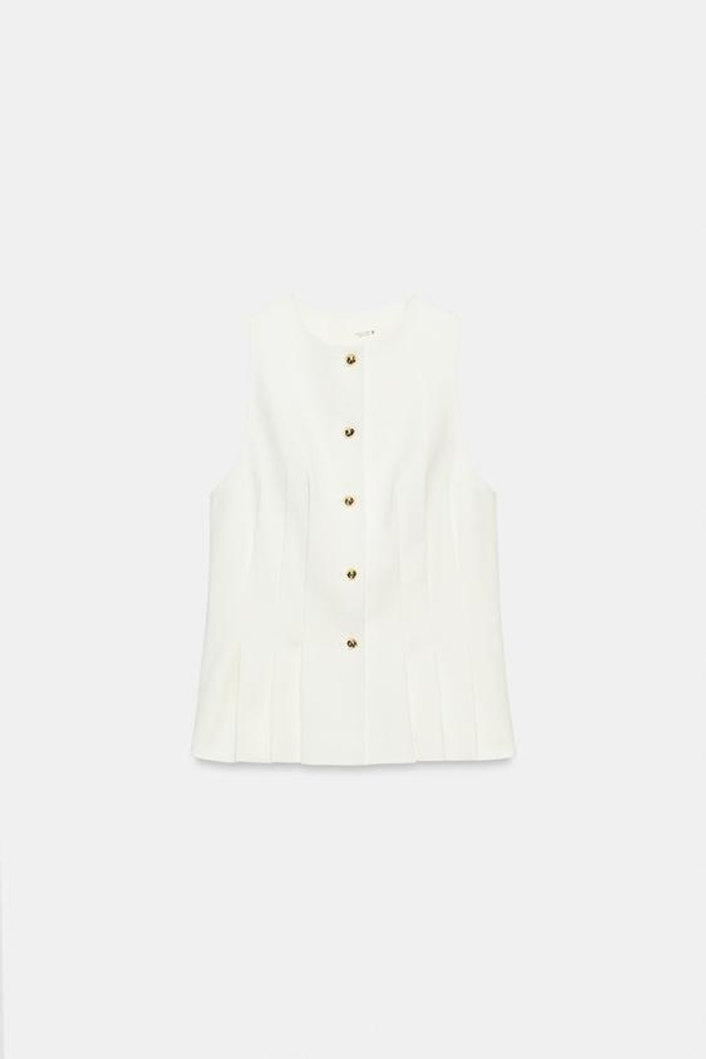 ZARA ЖИЛЕТ СО СКЛАДКАМИ, БЕЛЫЙ