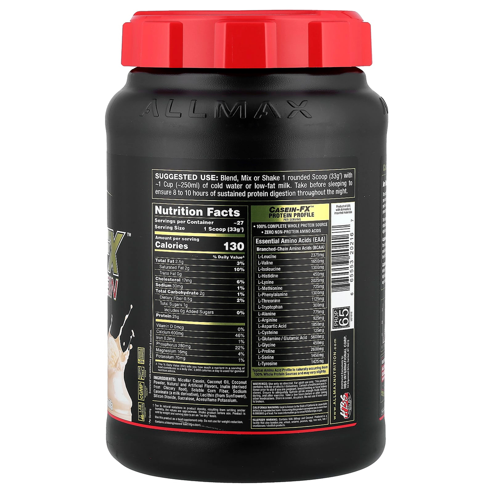 ALLMAX, Casein-FX™, протеин, 100% мицеллярный казеин, ваниль, 907 г (2 фунта)