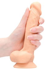 Телесный фаллоимитатор Silicone Dildo With Balls - 17,8 см. (Цвет: телесный)