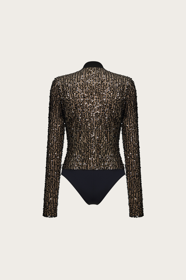 БОДИ ИЗ ЧЕРНОГО КРУЖЕВА С ПАЙЕТКАМИ