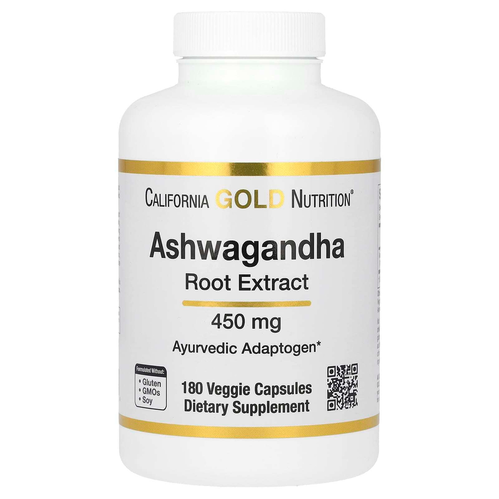 California Gold Nutrition, ашваганда, 450 мг, 180 растительных капсул