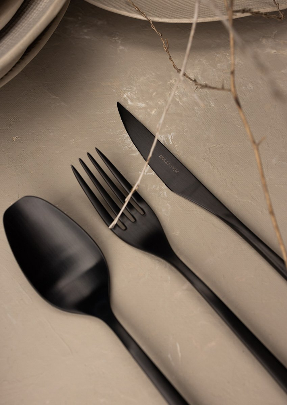 Набор столовых приборов на 6 персон 24 предмета Belo Inox Obelisko Mate Black