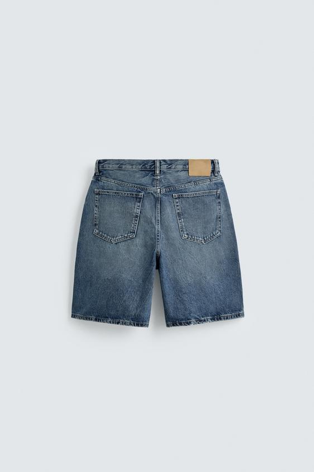 ZARA ДЖИНСОВЫЕ БЕРМУДЫ STRAIGHT FIT, СИНИЙ