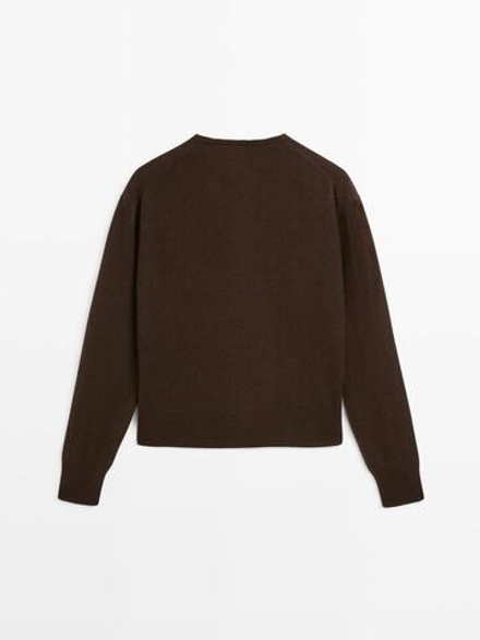Massimo Dutti Кардиган из смесовой шерсти, шоколадный