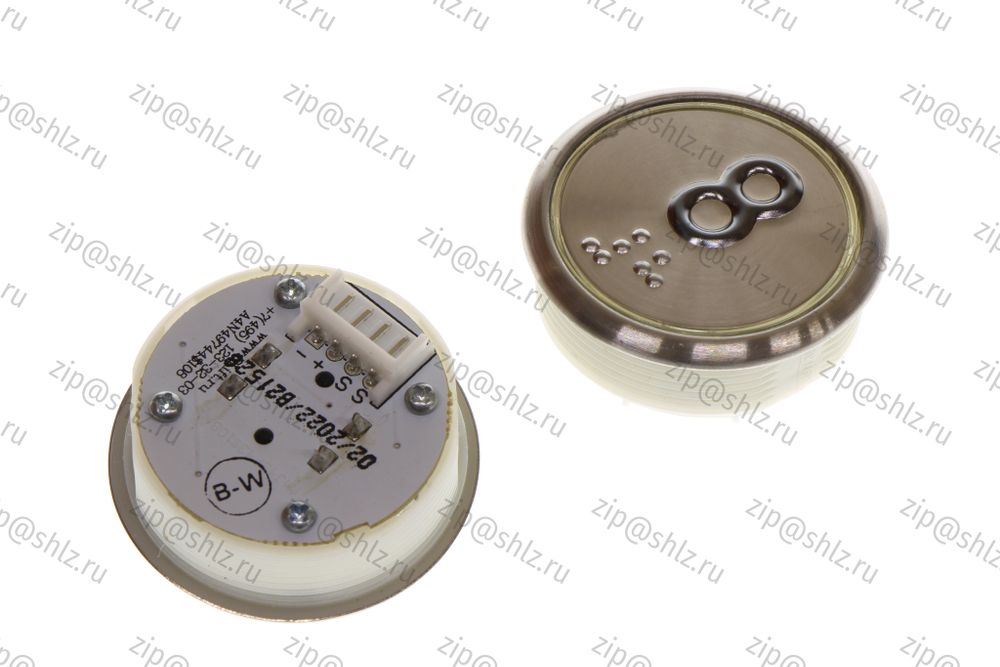 Кнопка (кнопочный модуль) BBP-R331-CMPLT-S-W-08-C &quot;8 этаж&quot;, круглая, статическая белая подсветка, Брайль.