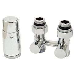 Комплект узла нижнего подкл SCHLOSSER прямой STANDARD 3/4quot; (хром) с термоголовкой М30х1,5, ниппеля 1/2quot;Х3/4quot;