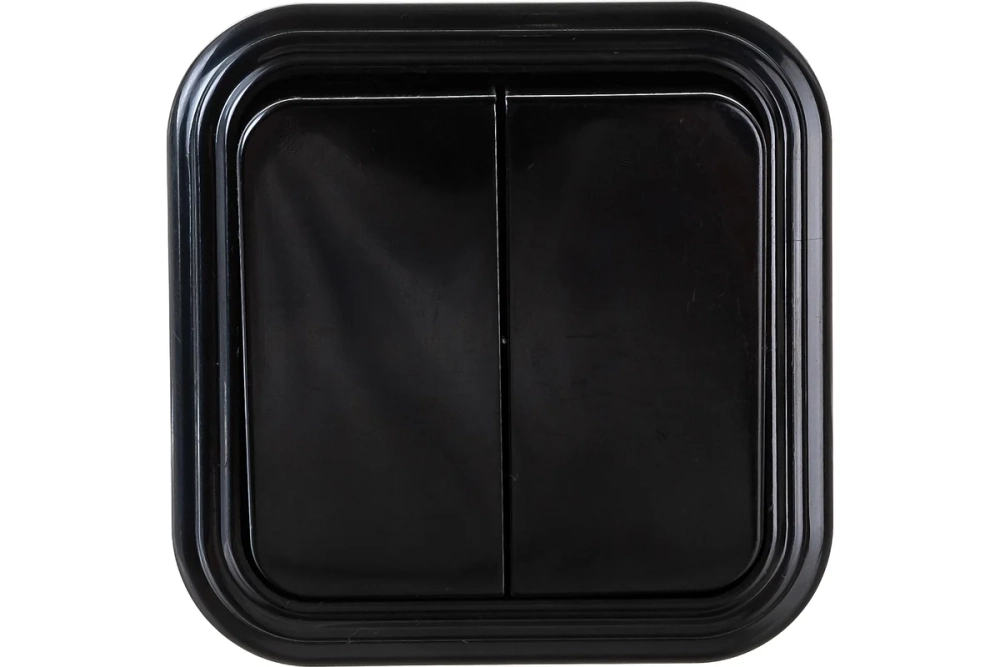 Двухклавишный выключатель STEKKER открытая установка 250В, 6А, IP20, черный, PSW06-22-20 VA 32745