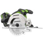 Дисковая пила акк. Greenworks GD24CS165, 24V,б/щет,165х20мм, 4800 об/мин, рез 57мм,1х5Ач,ЗУ,кор (1501607CUG)