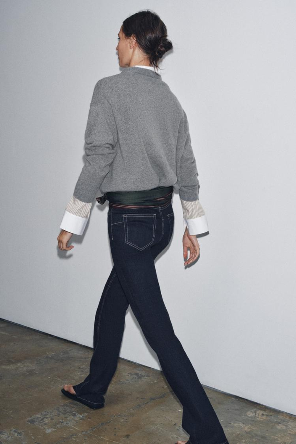 ZARA ДЖЕМПЕР ИЗ КАШЕМИРА И ШЕРСТИ С ДЛИННЫМИ РУКАВАМИ, СВЕТЛО-СЕРЫЙ