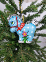 Лошадка Пони ёлочная игрушка из фарфора