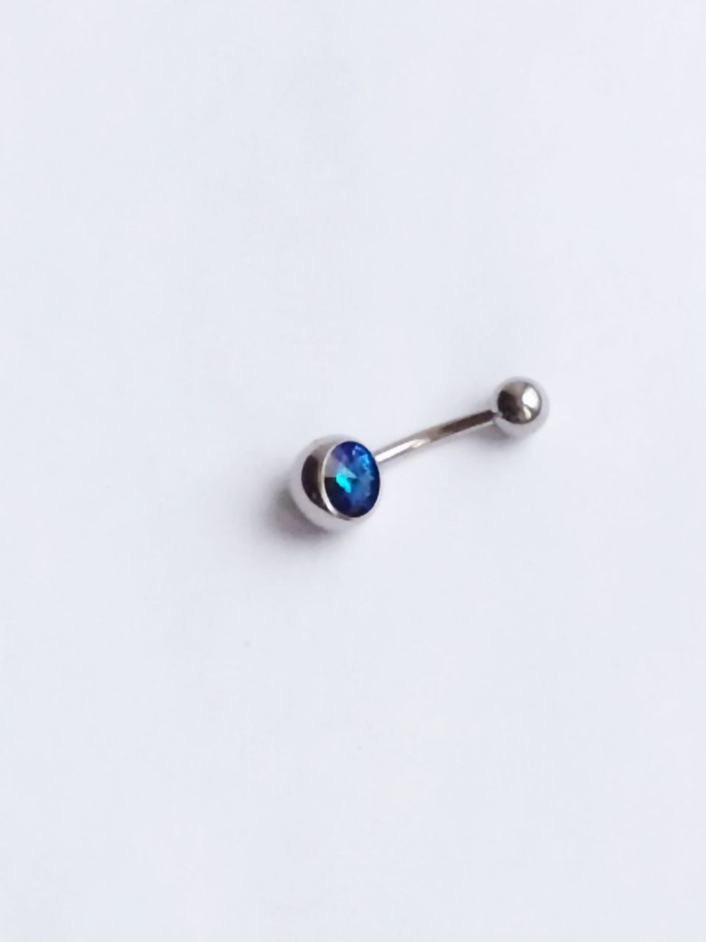 Банан для пупка, 1,6 х 10 мм, с камнем-конусом, сине-фиолетовый