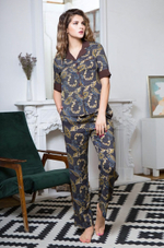 Домашний комплект Elania из принтованной вискозы (Размер: L) (Цвет: коричневый)