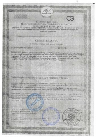 БАД для мужчин Вигор Али+ - 3 капсулы (0,3 гр.)