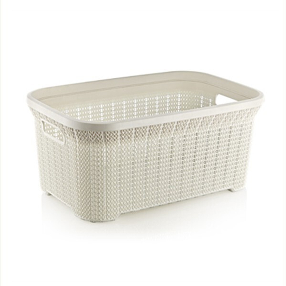 Корзина для белья вязаный узор 35л открытая шт белый