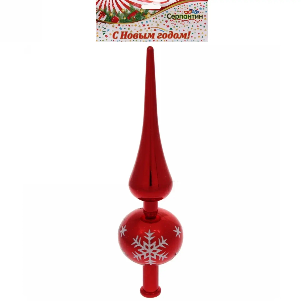 Верхушка на ёлку 23 см «Снежинка», Красный/белый