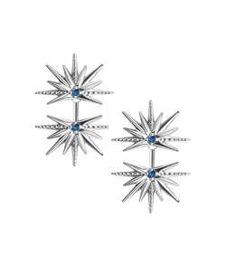 Серьги-джекеты из серебра со вставками из выращенного сапфира