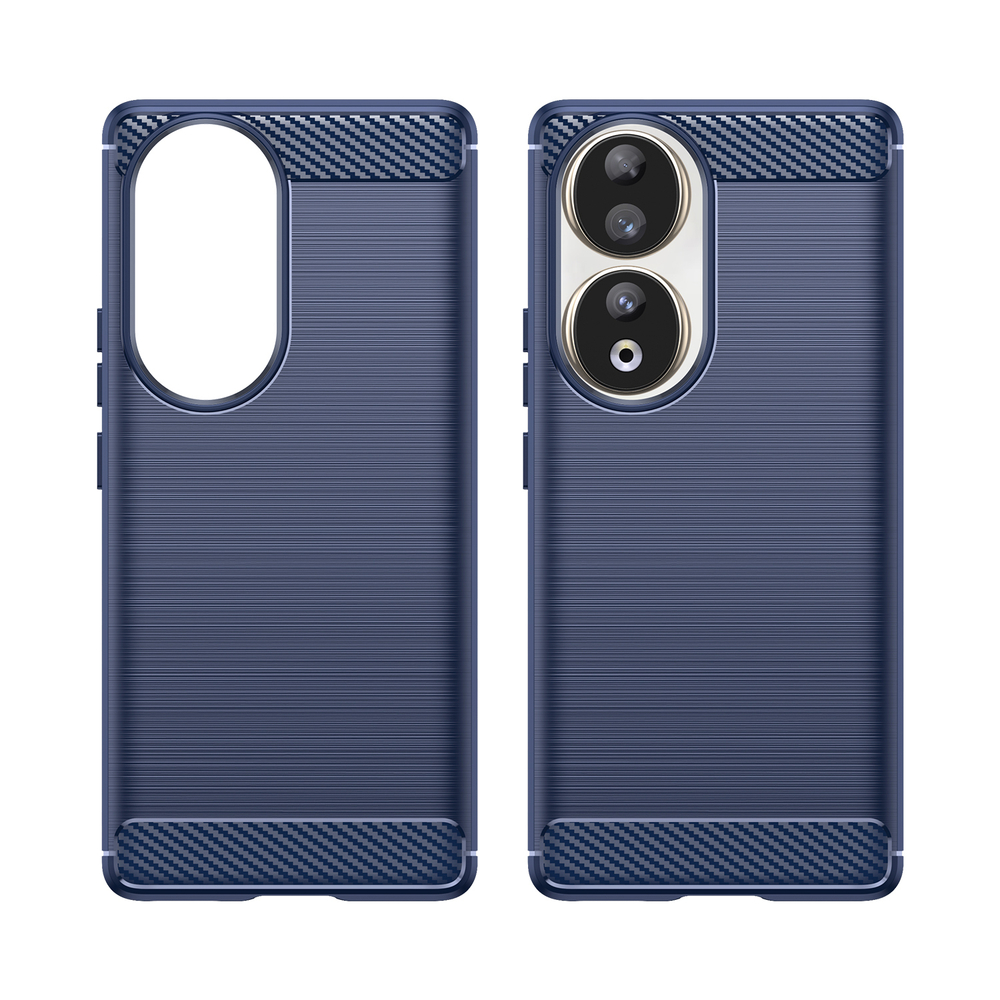 Чехол синего цвета с дизайном в стиле карбон для смартфона Honor 90, серия Carbon от Caseport