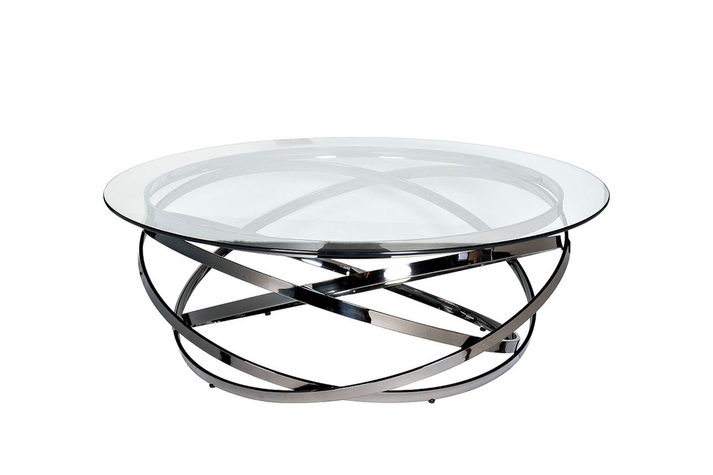 Стол журнальный Garda Decor Garda Decor стекло прозр, темн.хром d120*40 см