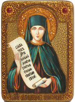 Инкрустированная икона Святая преподобная Ангелина Сербская 29х21см на натуральном дереве, в подарочной коробке