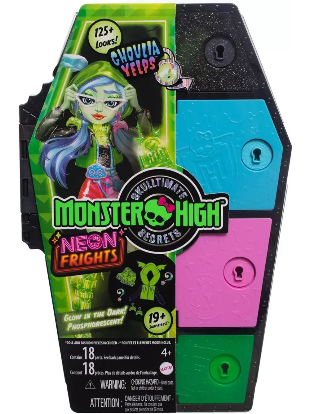 Кукла Монстер Хай Neon Frights Ghoulia Yelps HNF81