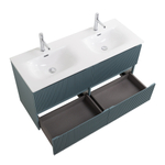 Тумба с раковиной подвесная BelBagno UNO-1200-4C-SO-AO Голубой матовый, раковина белая BB-8099-120-2 с 2-я чашами