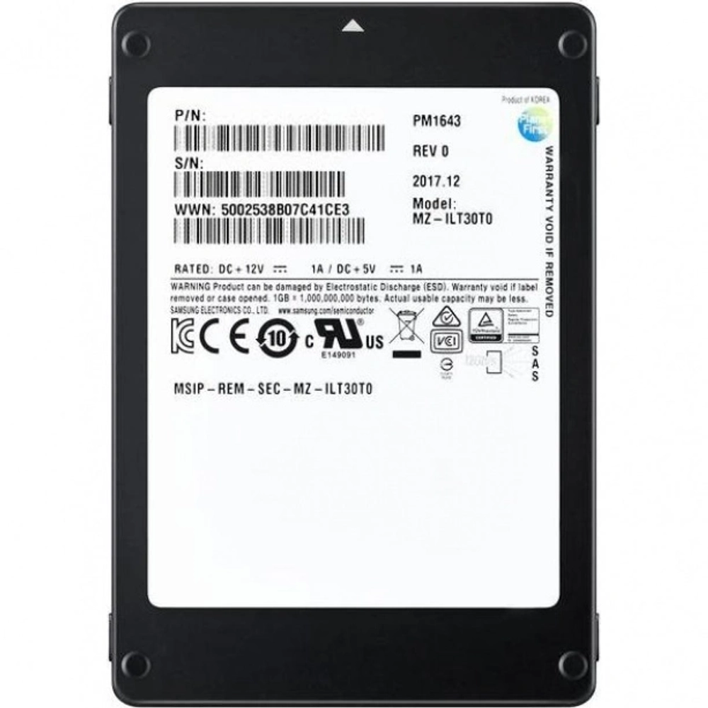 Накопитель SSD Samsung Enterprise PM1643a 1920Gb (MZILT1T9HBJR-00007)