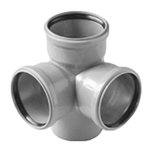 Крестовина ПП (полипропилен) для канализации двухплоскостная 110-110-110, Valfex