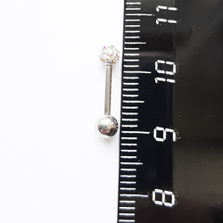 Микроштанга 8 мм для пирсинга уха "Радужные кристаллы". Медицинская сталь. 1 шт