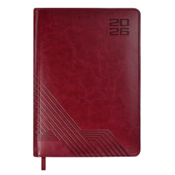 Ежедневник датированный 2026 ESCALADA, А5, 176 л., арт. 70220/ 15 САРИФ БОРДОВЫЙ (кожзам: 146x211 мм, твёрдый переплёт с поролоном, материал обложки: искусственная кожа "Сариф"; декор: блинтовое тиснение; способ крепления блока: ниткошвейный; вн. бло